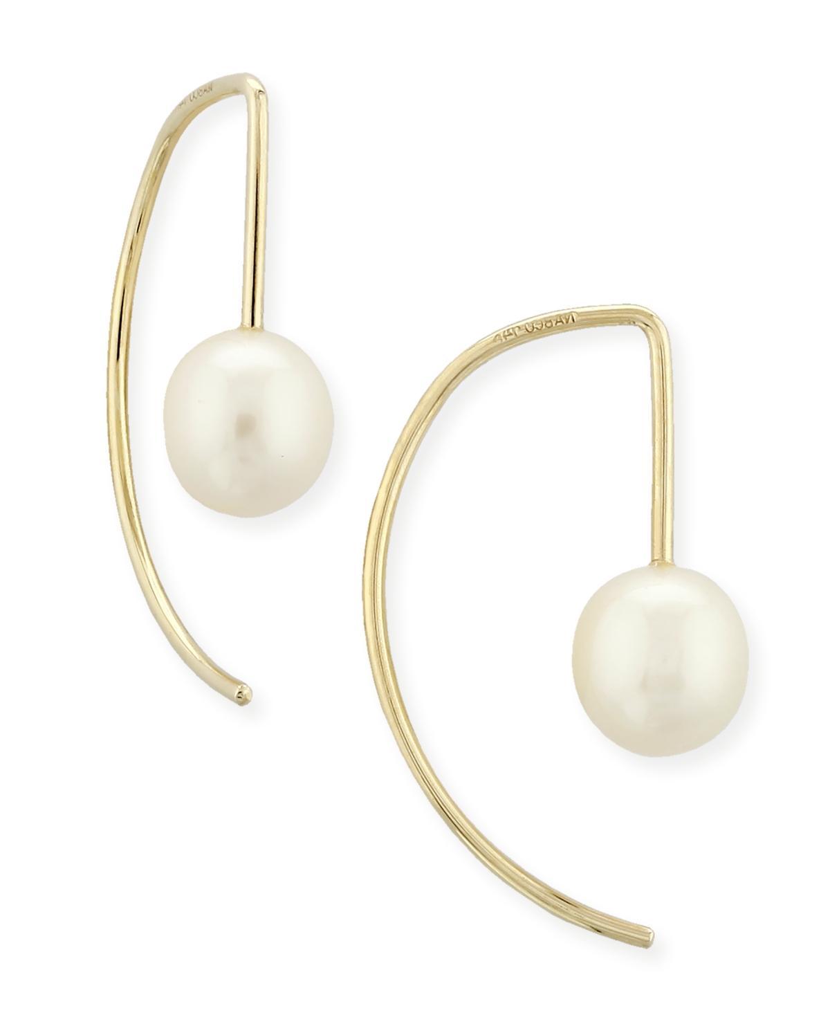 Saks Fifth Avenue Made in Italy Saks Fifth Avenue Women's 14K Yellow Gold & Freshwater Pearl Drop Earrings  - female - Size: one-size Product Image