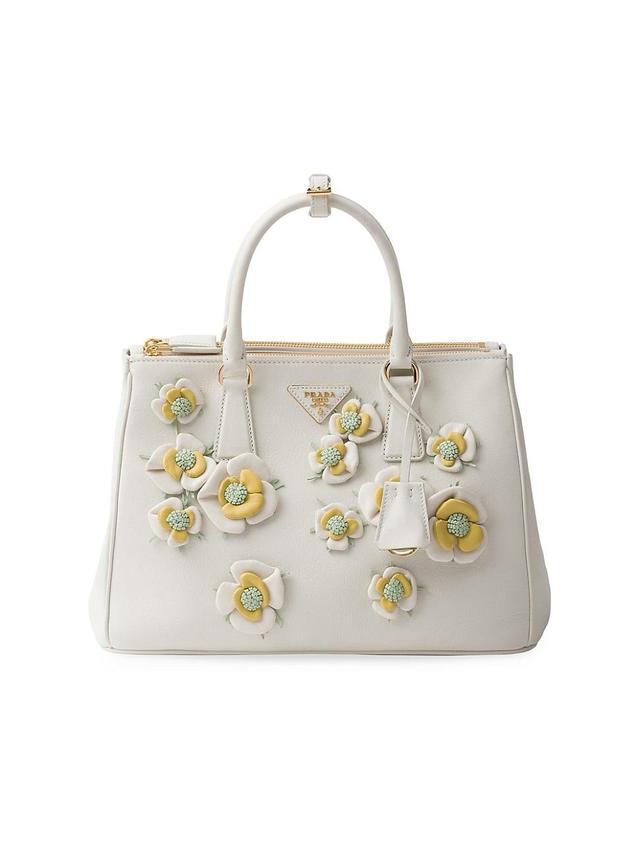 Womens Large Galleria Leather Bag with Floral Appliqus Product Image