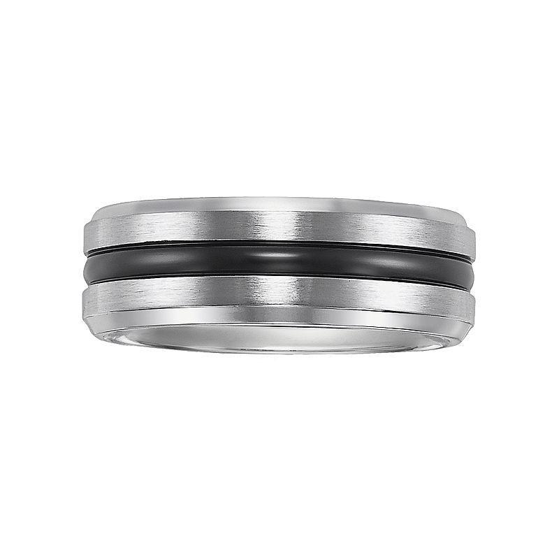 AXL Stainless Steel Black Ion Striped Mens Wedding Band Product Image