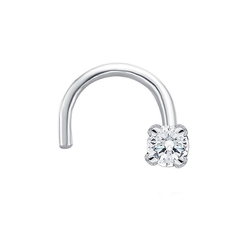 Lila Moon Diamond Accent Curve Nose Stud, Womens, 14k White Gold Product Image