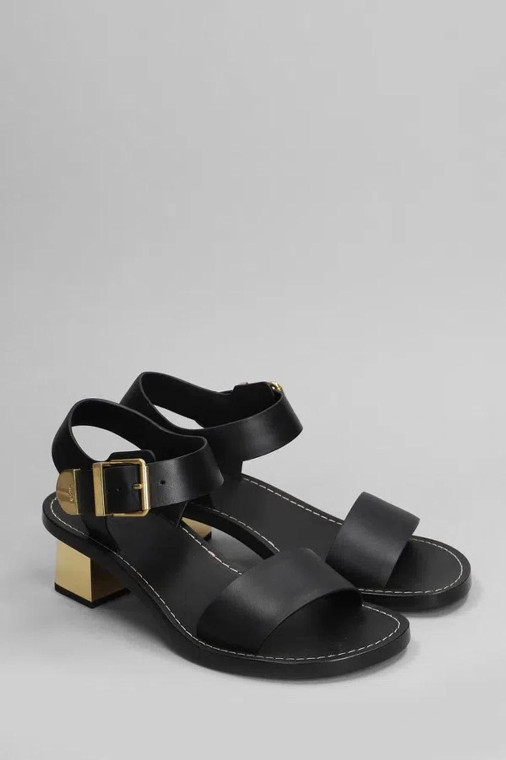 Rebecca Embellished Leather Sandals In Black Product Image