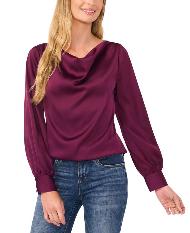 CeCe Womens Cowlneck Blouson-Sleeve Blouse Product Image