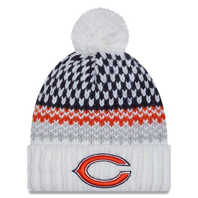 Womens New Era White Chicago Bears 2023 Sideline Cuffed Knit Hat with Pom Product Image