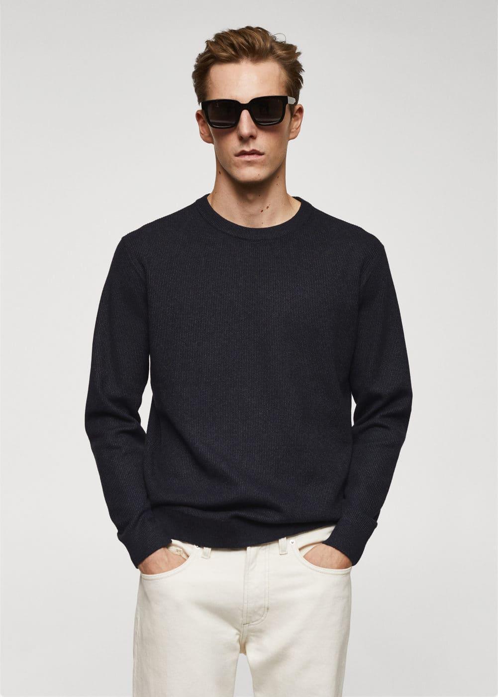 MANGO MAN - Structured cotton sweater dark navyMen Product Image