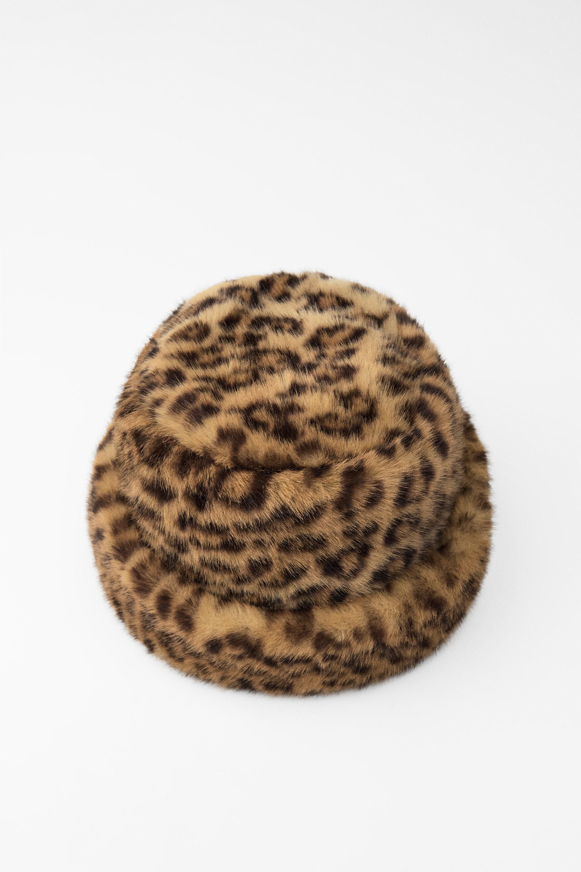 FAUX FUR ANIMAL PRINT HAT Product Image