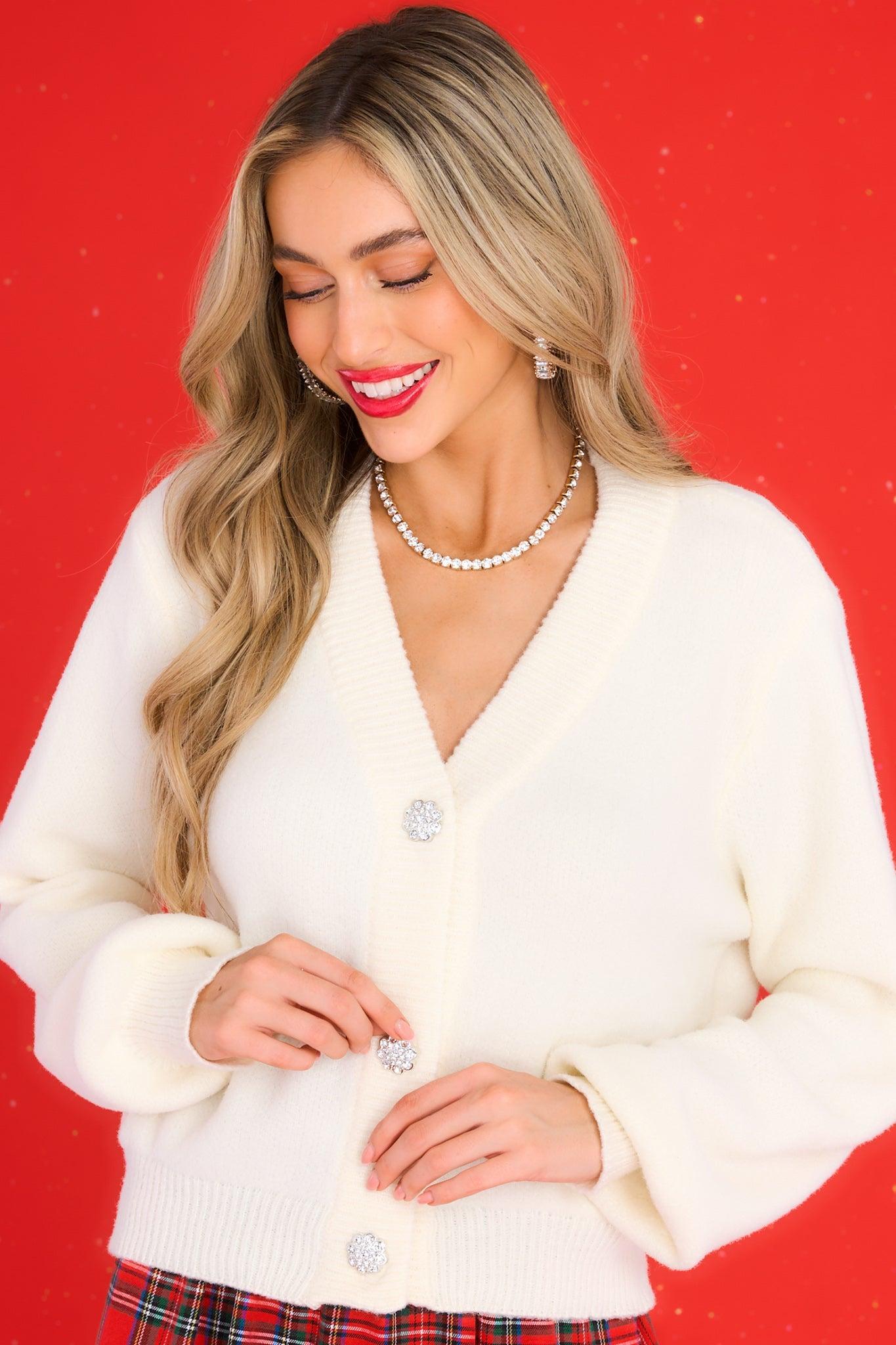 Set The Pace Ivory Cardigan Product Image