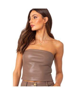 Womens Martine faux leather tube top Product Image