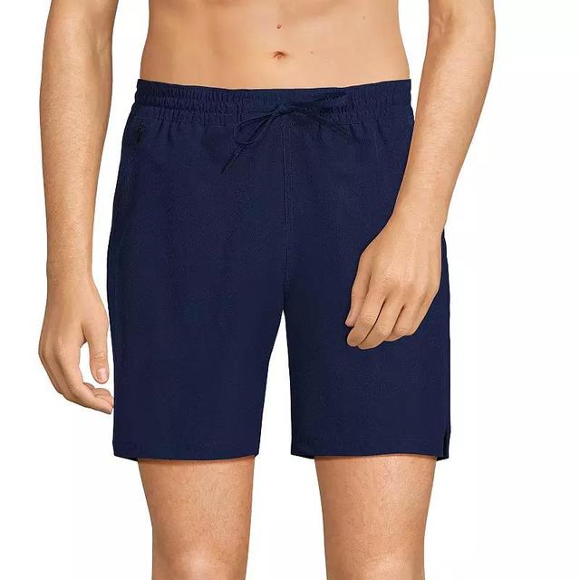 Mens Lands End Active 7-in. Swim Trunks Blue Turq Mosaic Dot Product Image