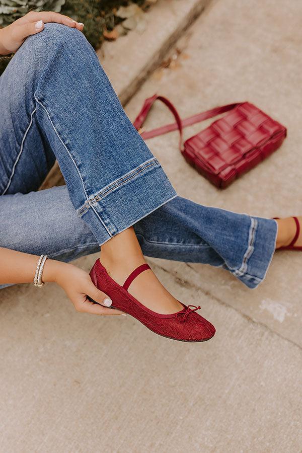 The Myla Lace Flats in Wine Product Image