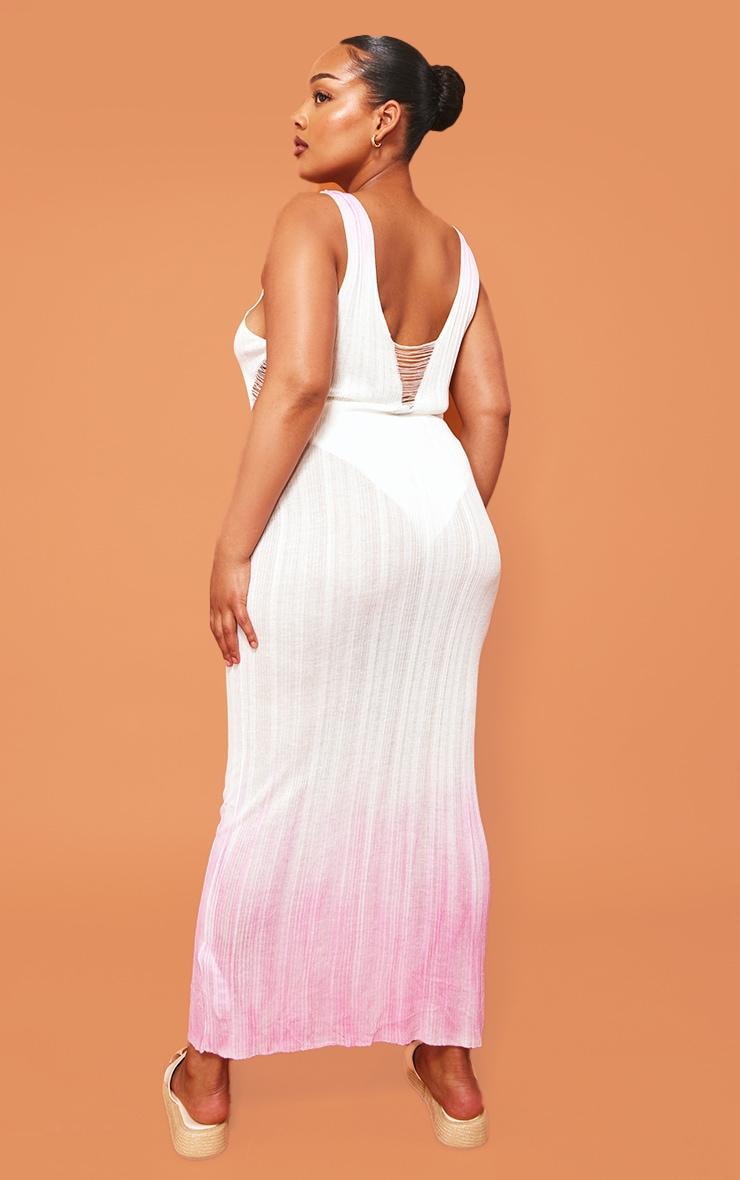 Plus Pink Sheer Ombre Ladder Knit Detail Maxi Dress Product Image