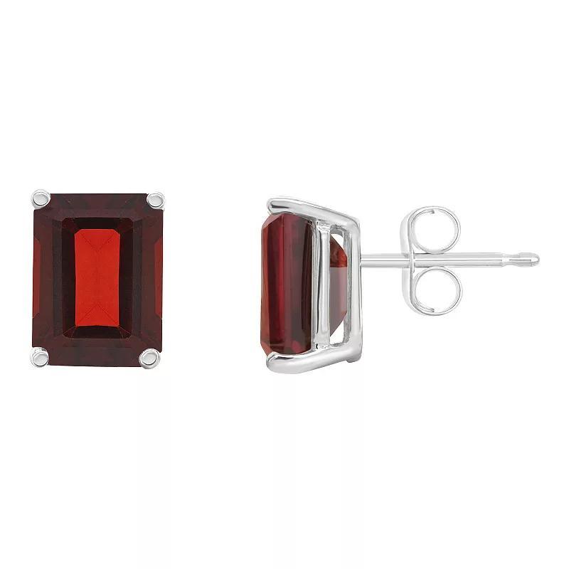 Celebration Gems 14k Gold Emerald Cut Garnet Stud Earrings, Womens, Red Product Image