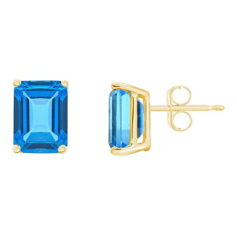 Belk & Co 14K Gold 8X6 Emerald Cut Blue Topaz Earrings Product Image