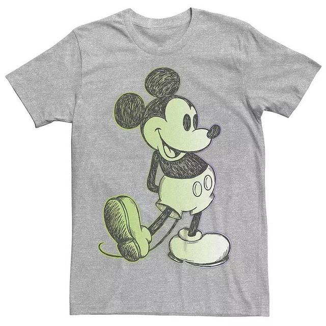 Big & Tall Disney Mickey Mouse Retro Sketch Graphic Tee, Mens Athletic Grey Product Image