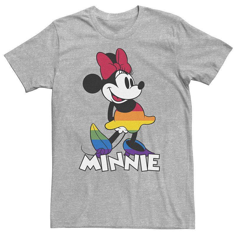 Big & Tall Disney Minnie Mouse Rainbow Striped Skirt Portrait Tee, Mens Athletic Grey Product Image