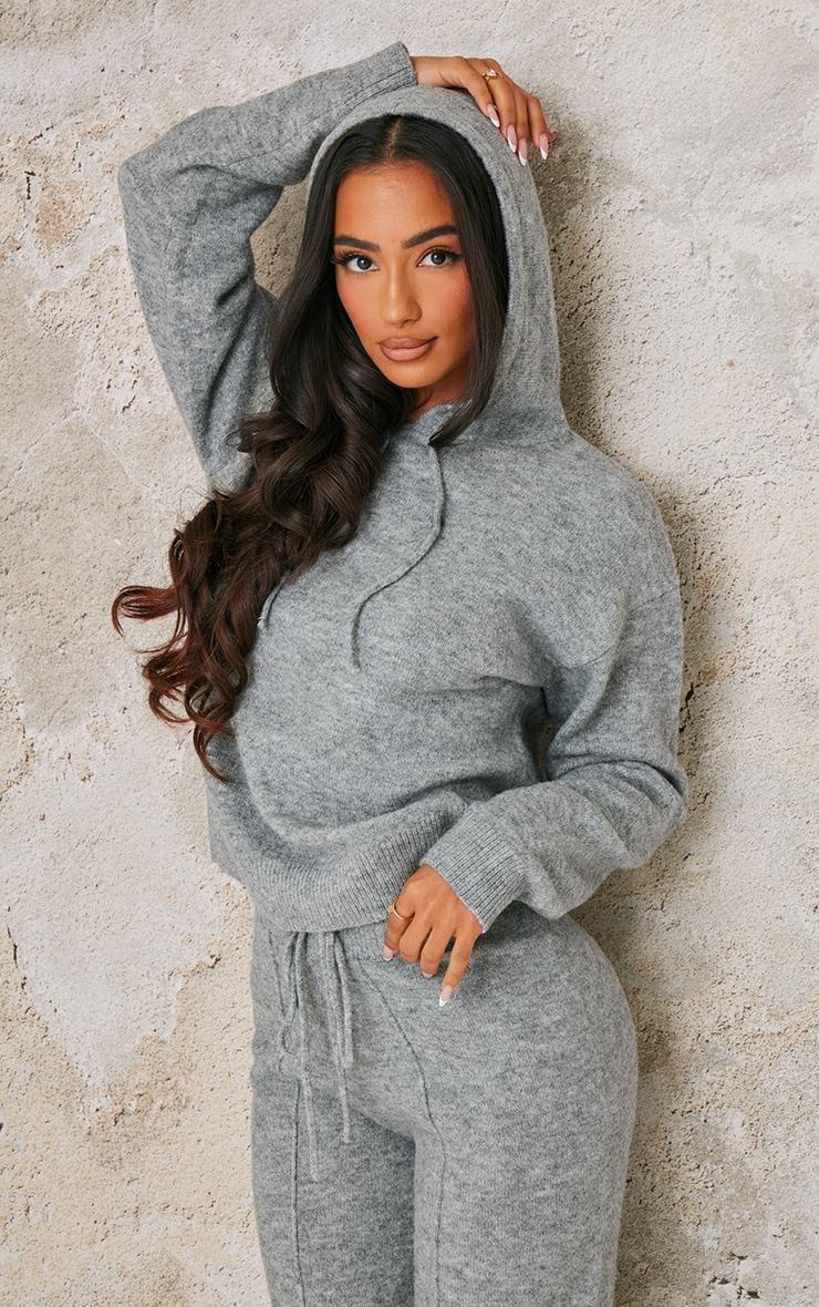 Petite Grey Knitted Hoodie product image