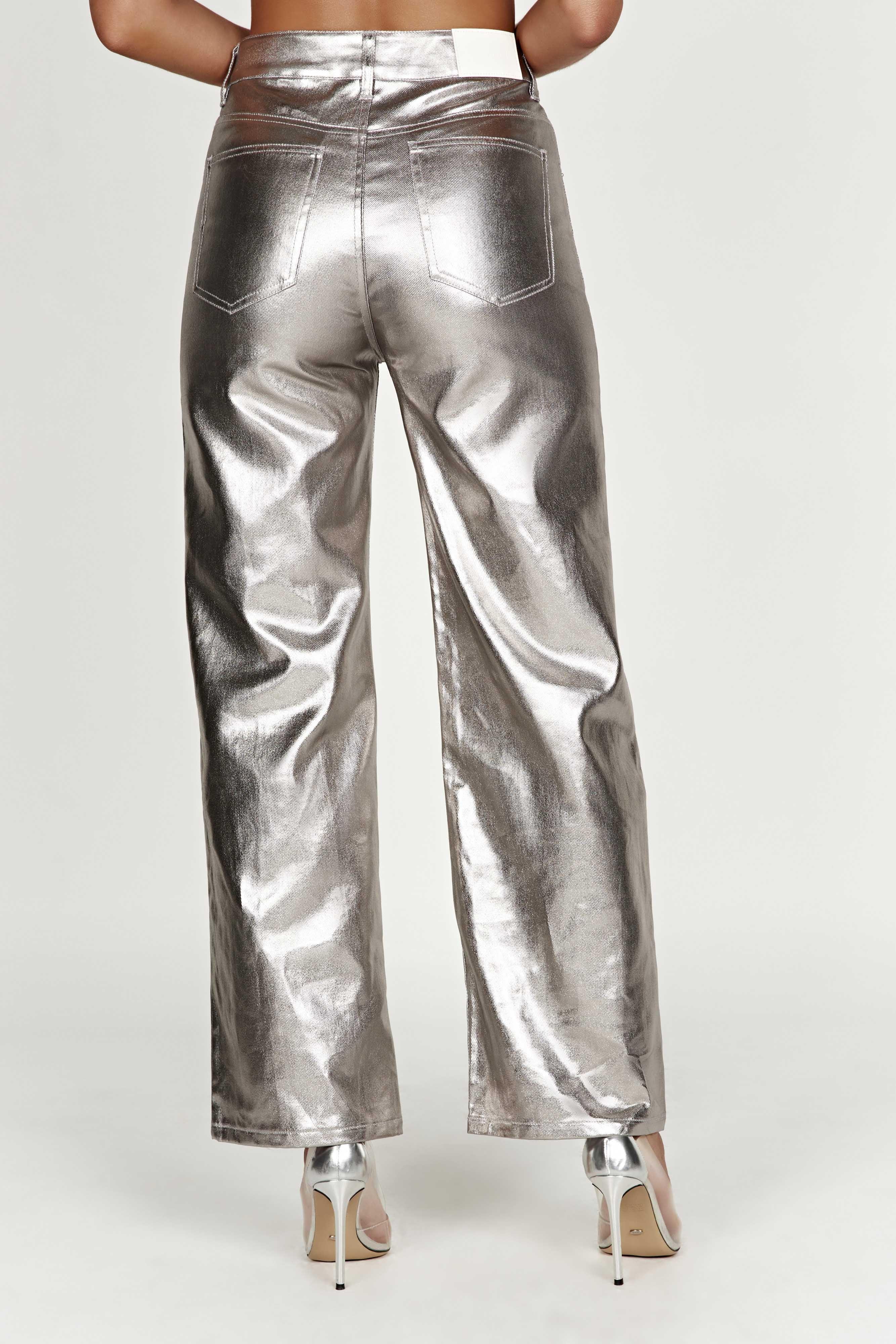 Minnie Metallic Straight Jean - Silver Product Image