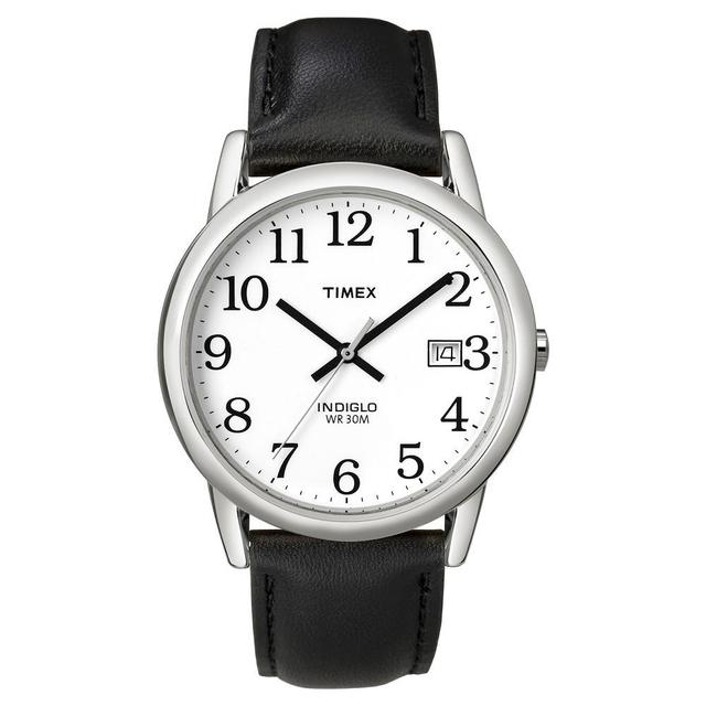 Timex Mens Easy Reader Leather Watch - T2H2819J, Black Product Image