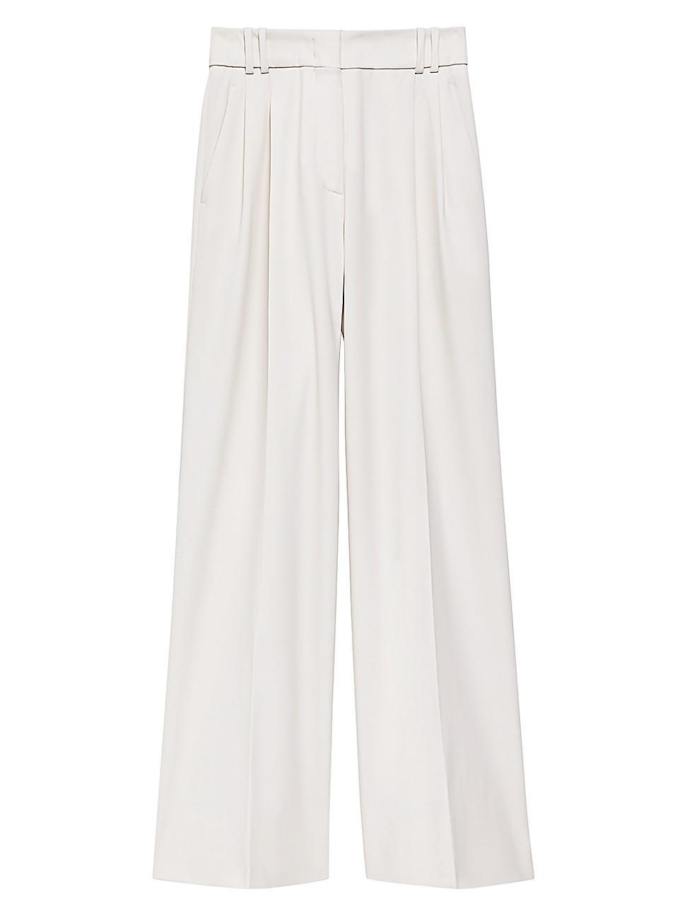 Womens Pleated Wool Twill Trousers Product Image