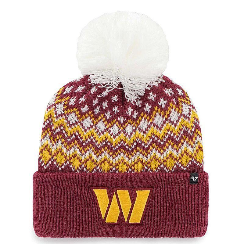 Womens 47 Burgundy Washington Commanders Elsa Cuffed Knit Hat with Pom Product Image