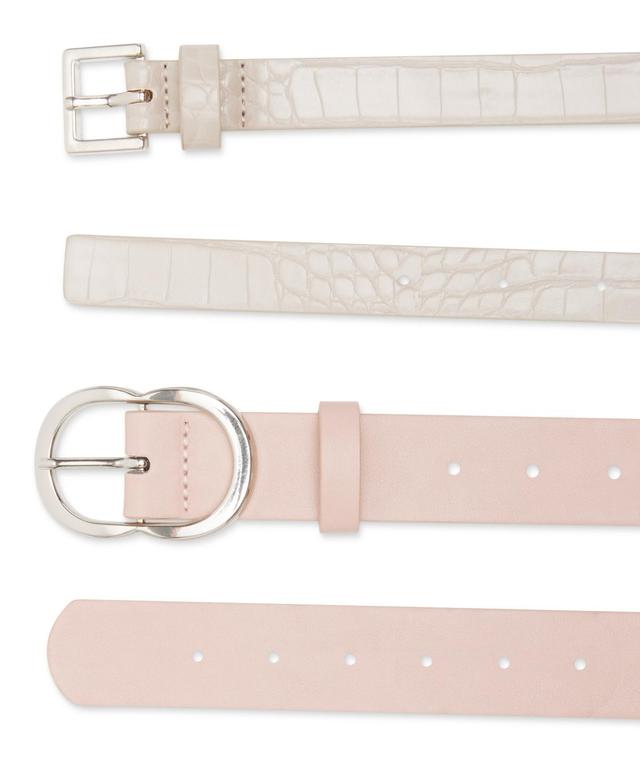 Steve Madden Womens 2-Pc. Faux-Leather Belt Set - Blush Product Image