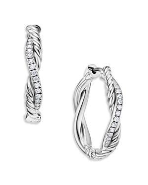 David Yurman Sterling Silver Infinity Diamond Twist Small Hoop Earrings Product Image