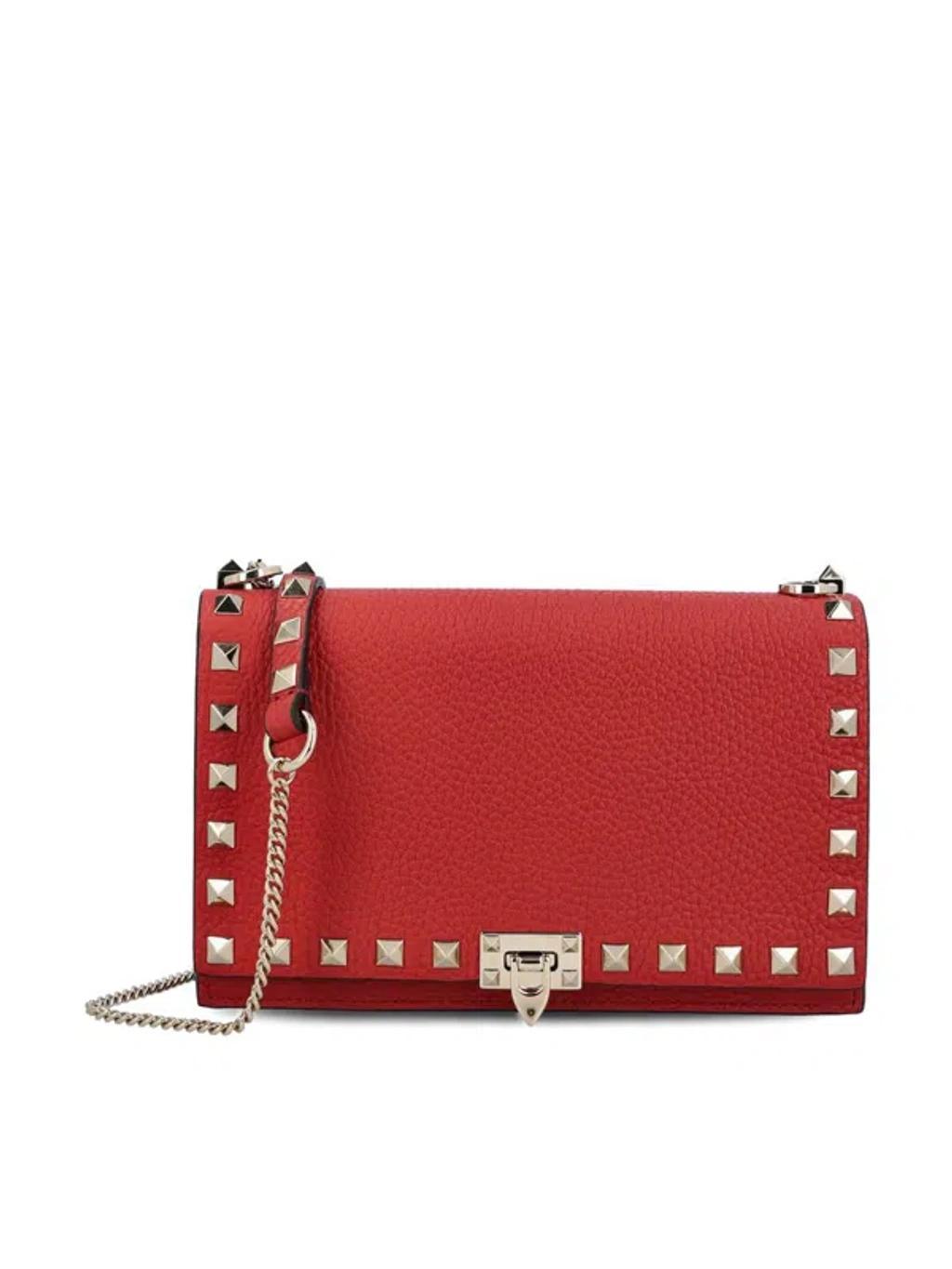 VALENTINO GARAVANI Rockstud Foldover Top Mini Shoulder Bag In Red Product Image