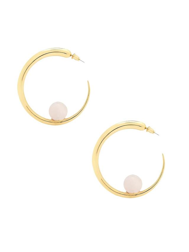 Womens Isha 18K Gold Vermeil & Rose Quartz Hoop Earrings Product Image