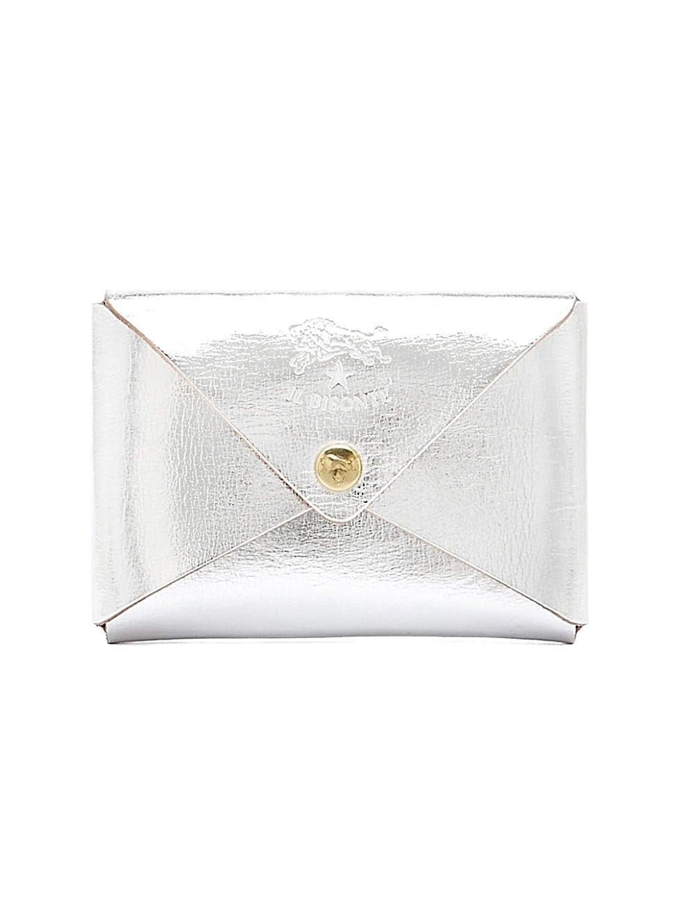 Womens Classic Metallic Leather Envelope Card Case Product Image