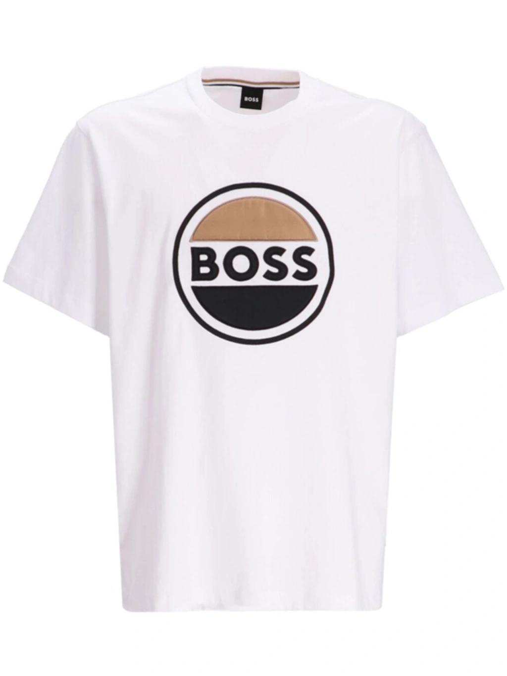 Logo-embroidered Cotton T-shirt In Weiss Product Image