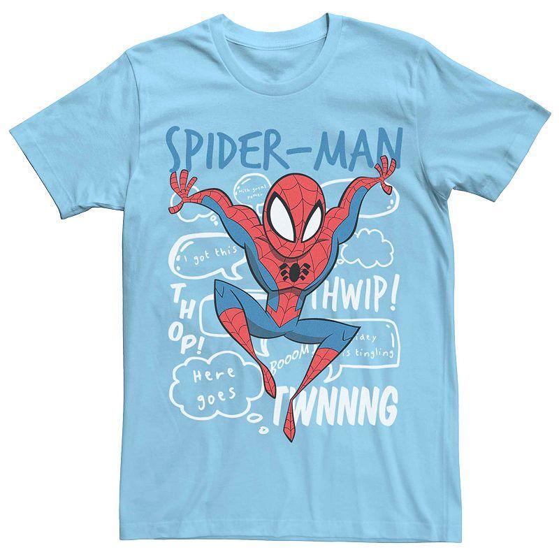 Mens Marvels Spider-Man Doodle Speech Bubbles Tee Athletic Grey Product Image