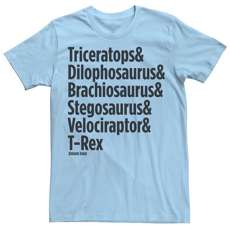 Mens Jurassic Park Dinosaur Name Types Tee Product Image