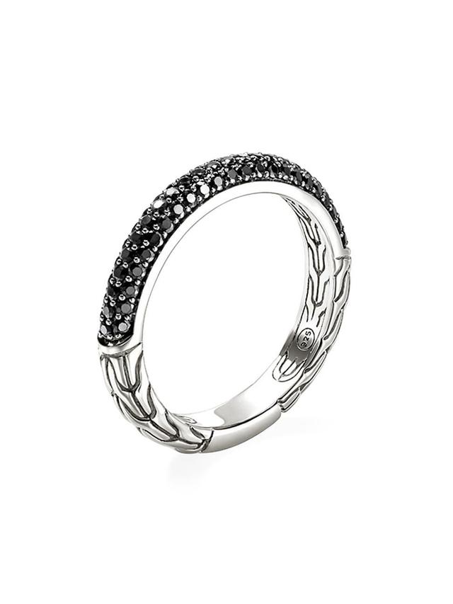 Womens JH Essentials Sterling Silver & Black Sapphire Pav Band Ring Product Image