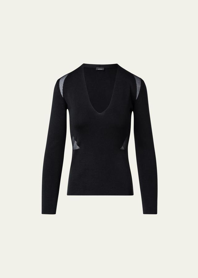 Womens Mesh Inset Silk Top Product Image