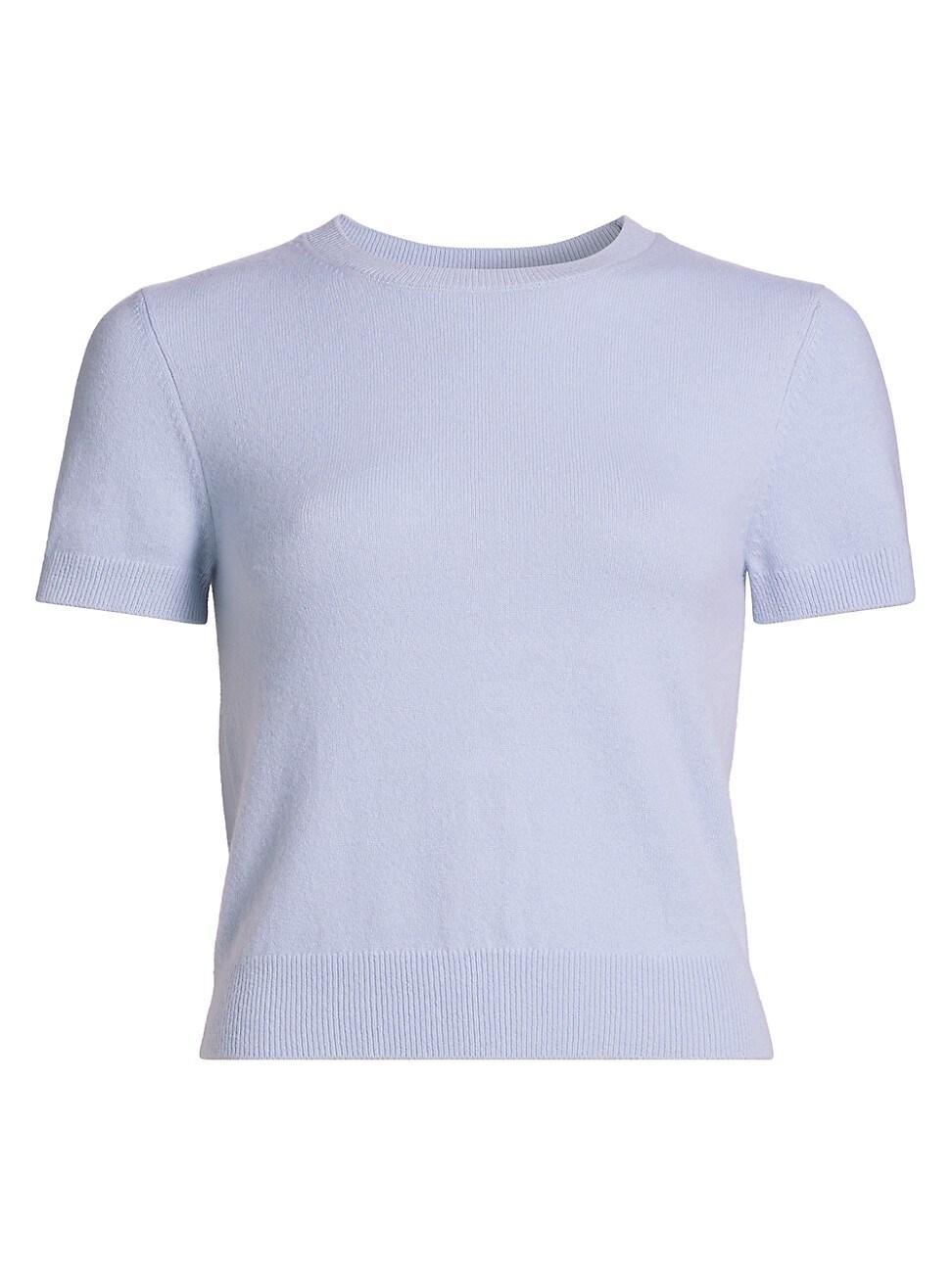 Womens Wool & Cashmere-Blend Short-Sleeve Sweater, Sky Powder, Size XS Vince Product Image