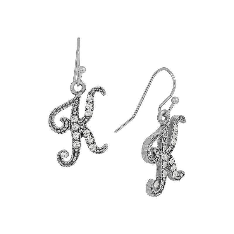 2028 Silver Tone Crystal Initial Wire Earring Product Image