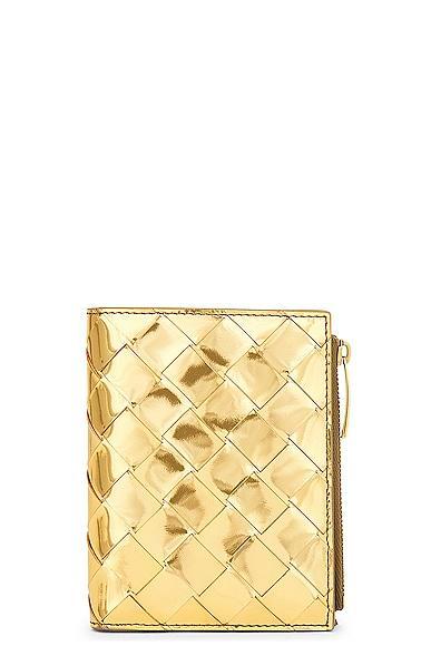 Bottega Veneta Small Metallic Wallet in Metallic Product Image