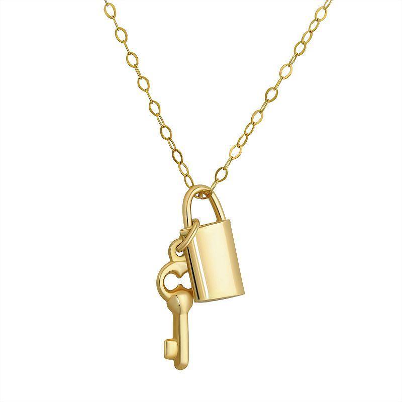 Forever 14K 14k Gold Lock & Key Pendant Necklace, Womens Product Image