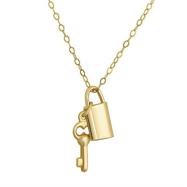 Forever 14K 14k Gold Lock & Key Pendant Necklace, Womens Product Image