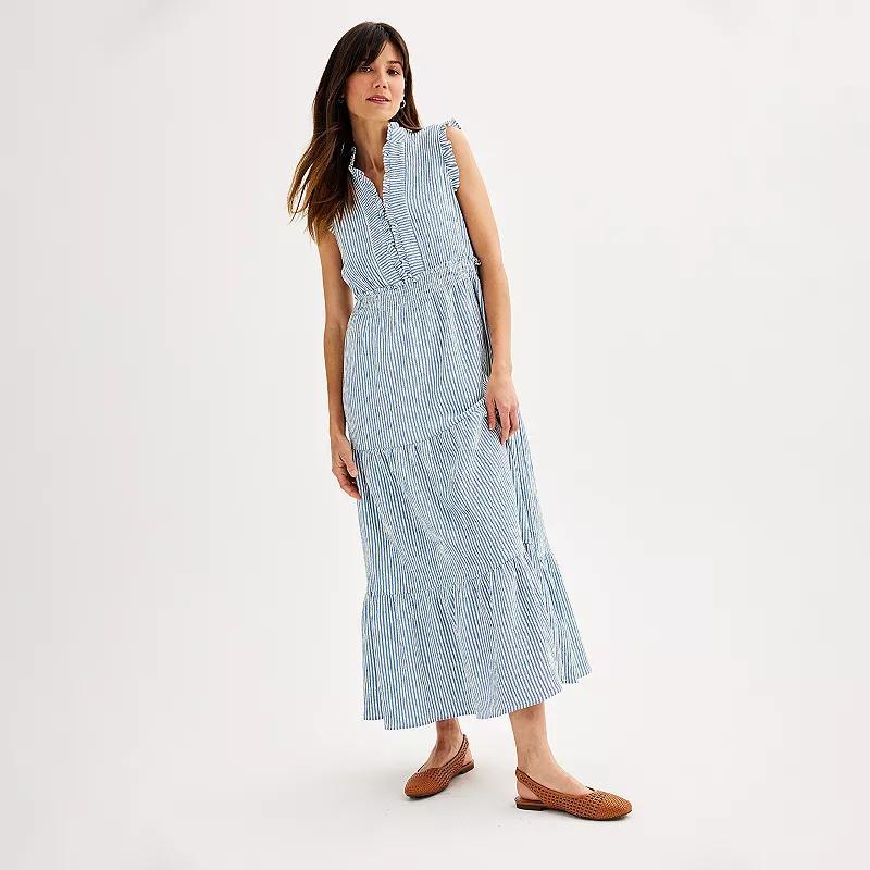 Womens London Times Smocked Waist Tiered Skirt Maxi Dress Product Image