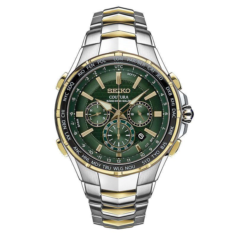 Seiko Mens Coutura Two Tone Stainless Steel Radio Sync Solar Watch - SSG022 Multicolor Product Image