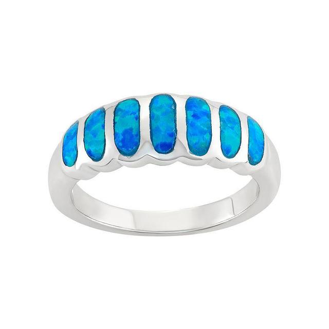 Lab-Created Blue Opal Sterling Silver Ring, Womens Product Image