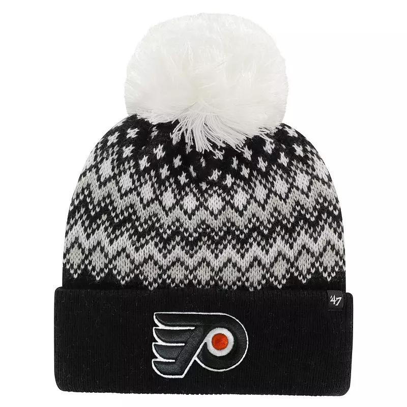 Womens 47 Black Philadelphia Flyers ElsaCuffed Knit Hat with Pom Product Image