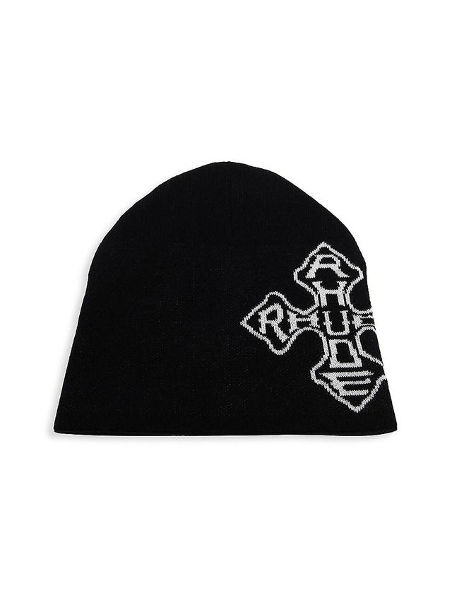 Mens Merino Wool-Cashmere Cross Logo Knit Beanie Product Image