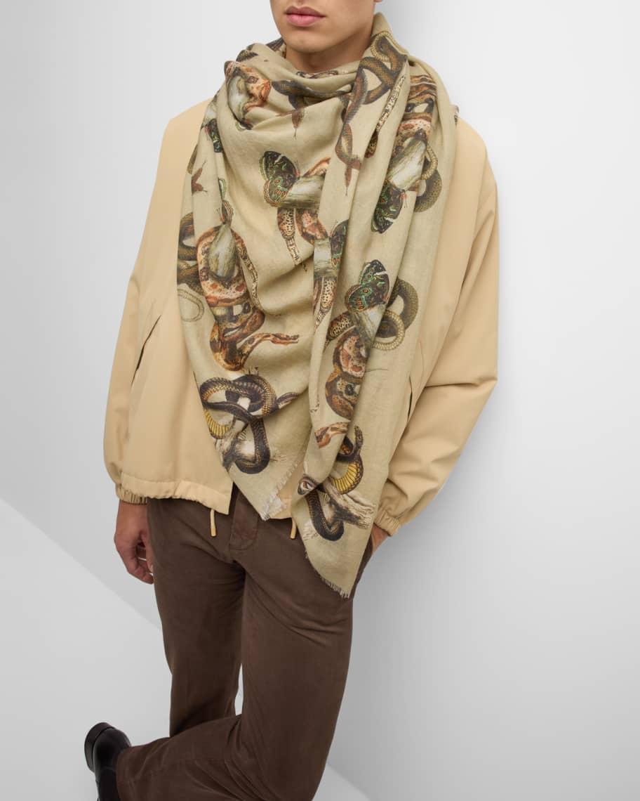 Men's Snake Graphic Silk-Cashmere Scarf Product Image