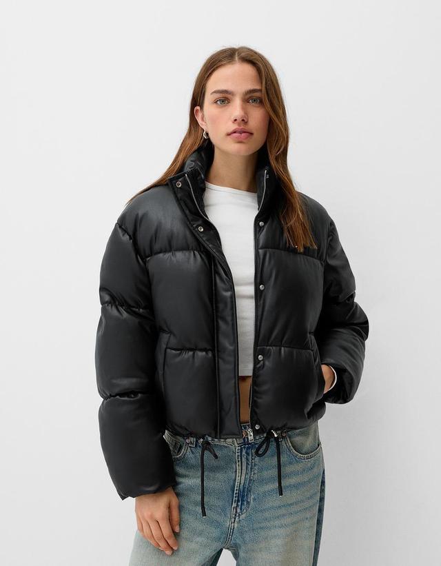 Faux leather puffer jacket Product Image