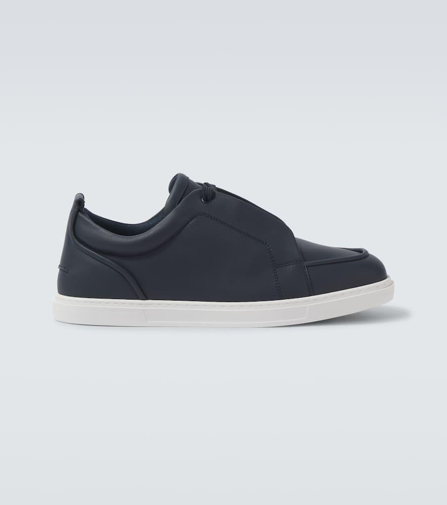 CHRISTIAN LOUBOUTIN Men's Jimmy Calfskin Leather Low-top Sneakers In Marine Product Image