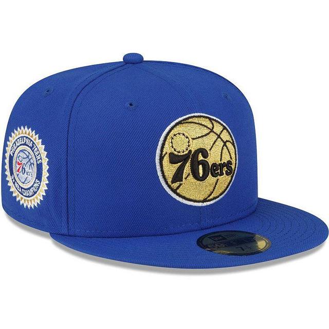 Mens New Era Royal Philadelphia 76ers 3x NBA Champions Metallic Undervisor 59FIFTY Fitted Hat Product Image