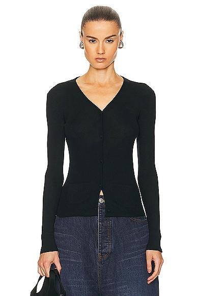 Balenciaga Cashmere Fitted Cardigan in Black Product Image