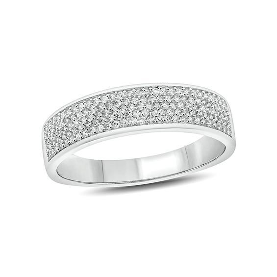 Men's 1/2 CT. T.w. Diamond Multi-Row Wedding Band in 10K White Gold Product Image