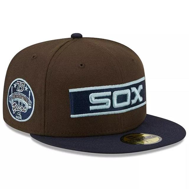 Mens New Era /Navy Chicago White Sox Comiskey Park 75th Anniversary Walnut 9FIFTY Fitted Hat Product Image